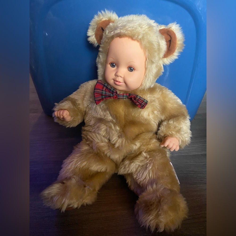 Anne Geddes Adorable Plush Teddy Bear Doll with Bow tie